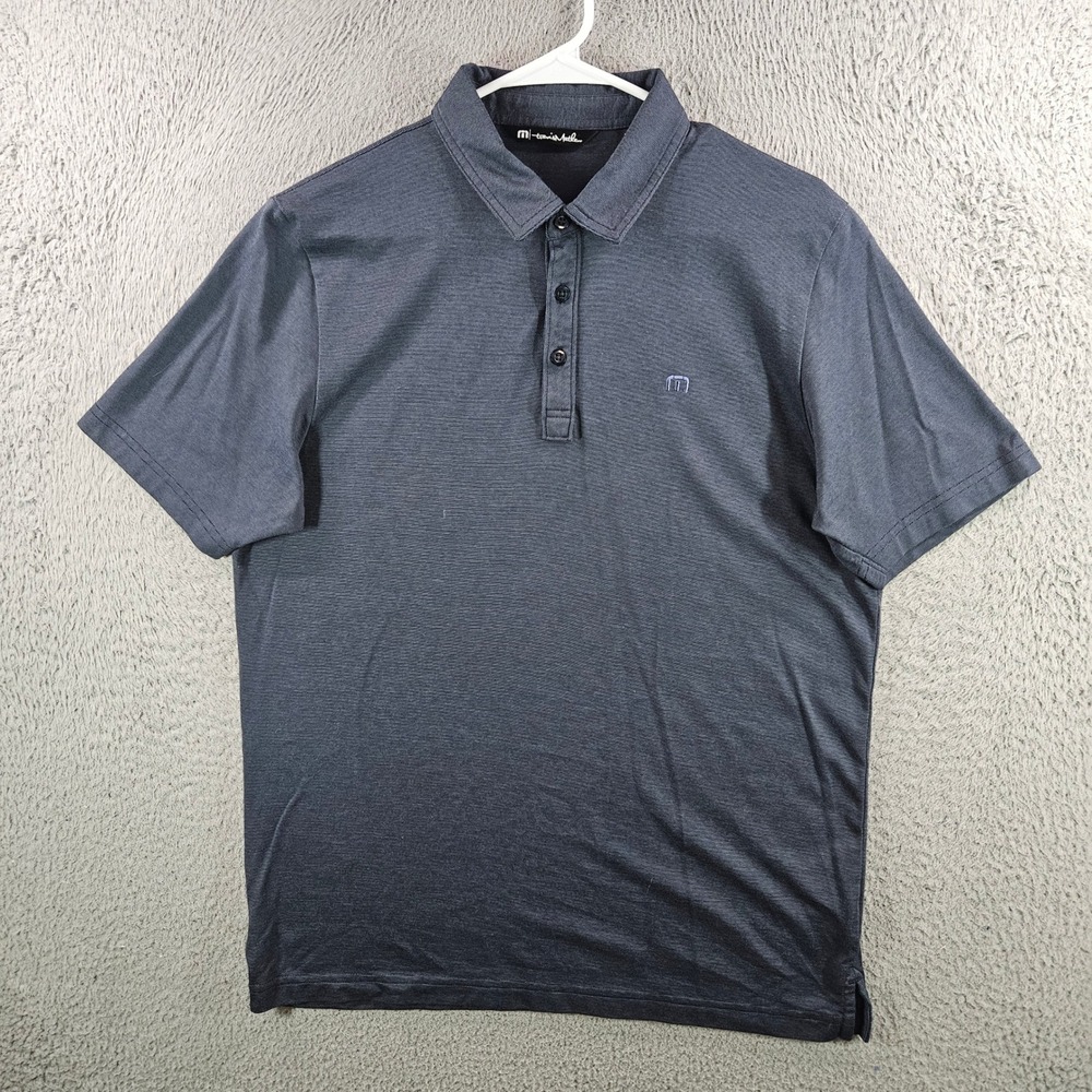Travis Mathew Mens Pima Cotton Blend Polo Shirt Gray Short Sleeve Size M
